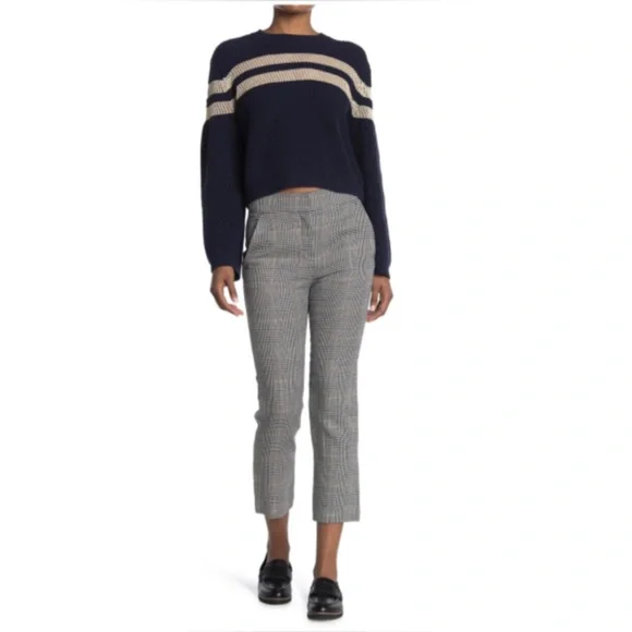 Veronica Beard Gemini Plaid Pants Cotton Linen Trousers
